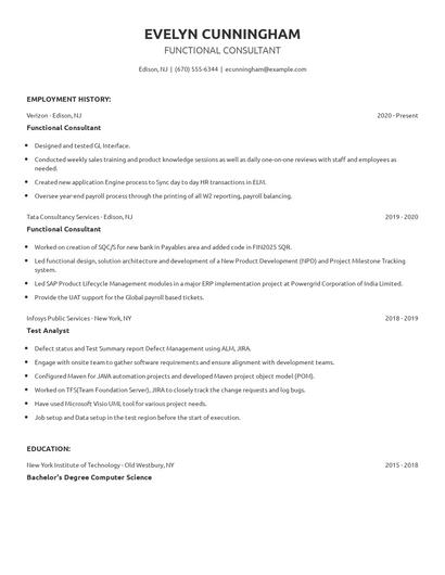 Functional Consultant Resume