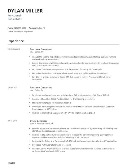 Functional Consultant Resume