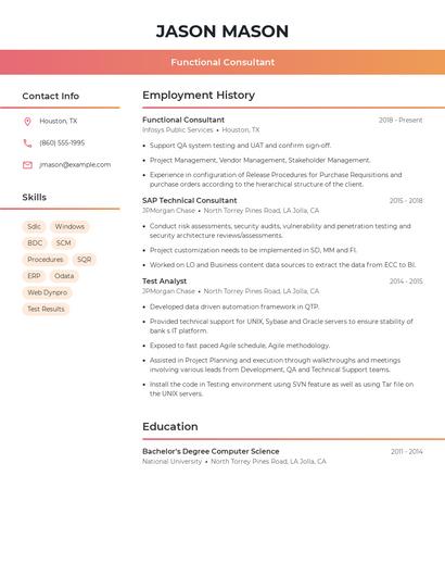 Functional Consultant Resume