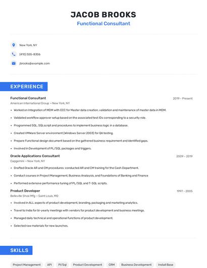 Functional Consultant Resume