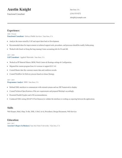 Functional Consultant Resume