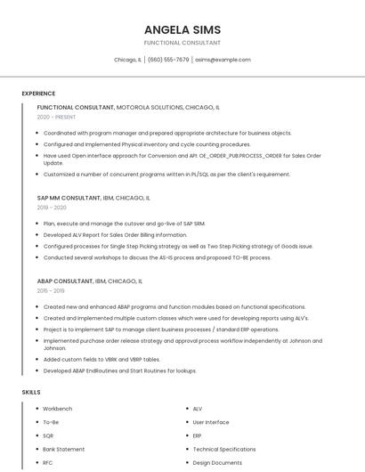 Functional Consultant Resume