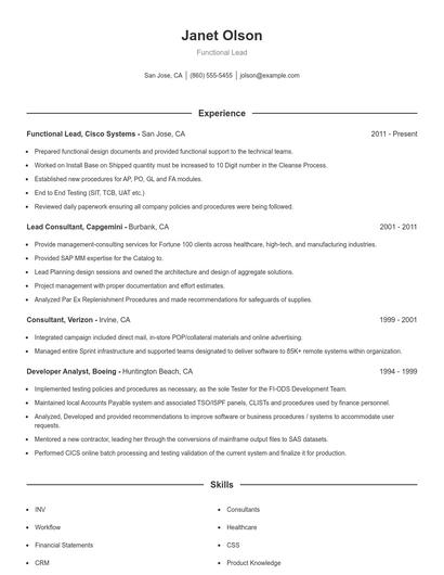 Resume example 1