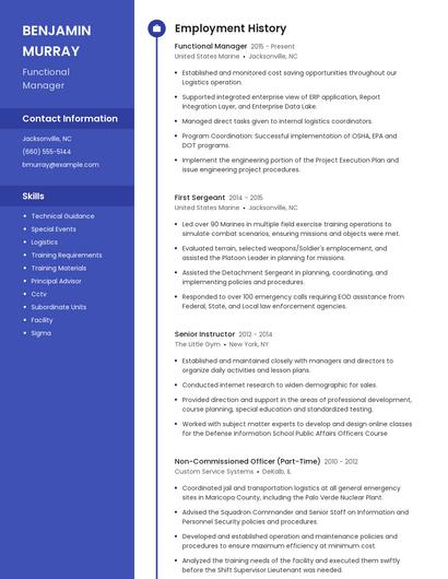 Functional Manager Resume