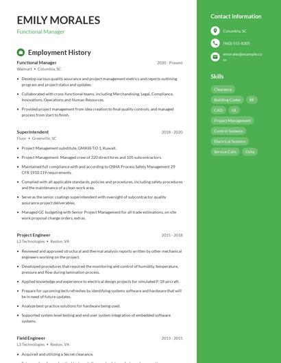 Functional Manager Resume