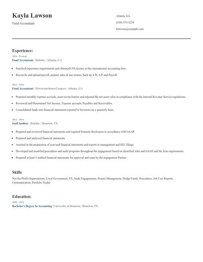 Fund Accountant Resume