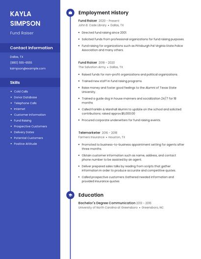 Fund Raiser Resume