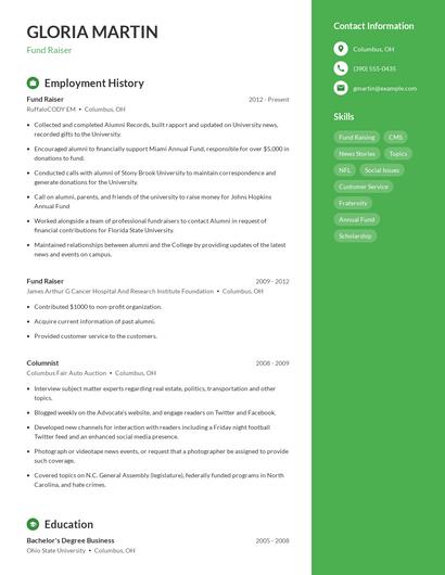 Fund Raiser Resume