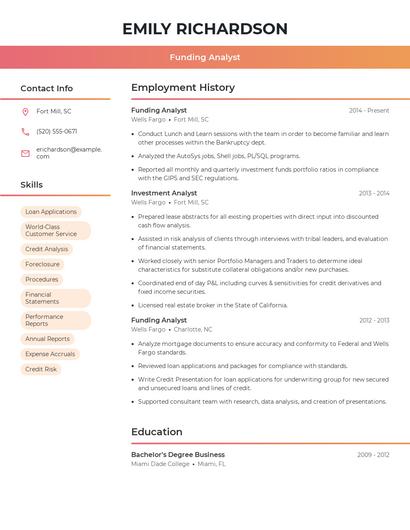Funding Analyst Resume