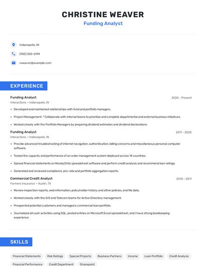 Funding Analyst Resume