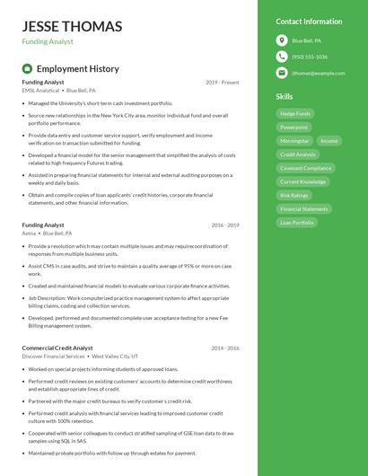 Funding Analyst Resume