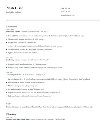Fundraising Assistant Resume