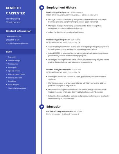 Fundraising Chairperson Resume