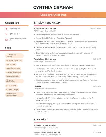 Fundraising Chairperson Resume