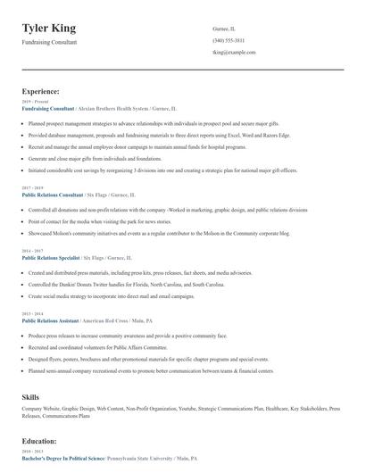 Fundraising Consultant Resume