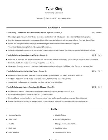 Fundraising Consultant Resume