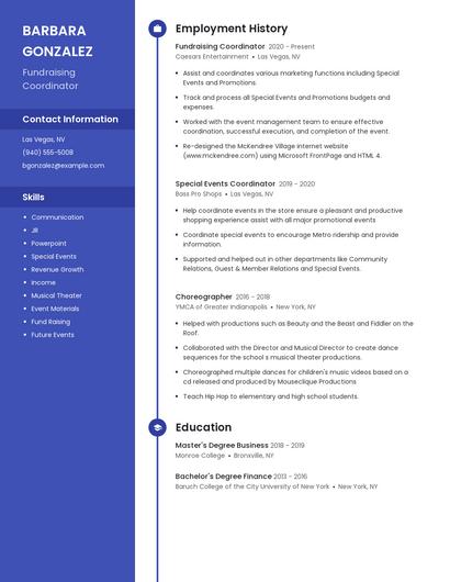 Fundraising Coordinator Resume
