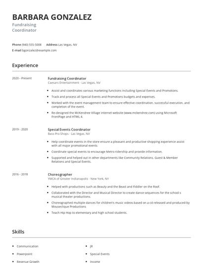Fundraising Coordinator Resume
