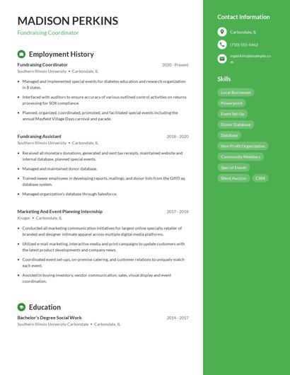 Fundraising Coordinator Resume