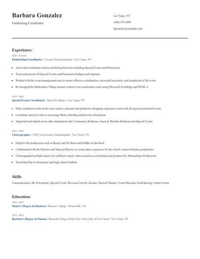 Fundraising Coordinator Resume
