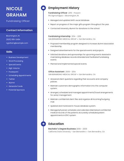 Fundraising Officer Resume