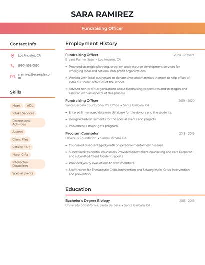 Fundraising Officer Resume