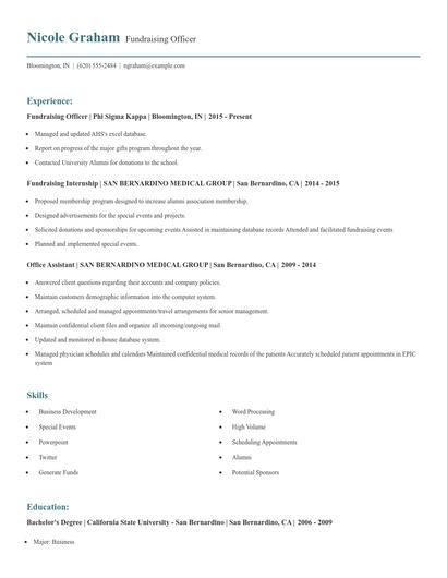 Fundraising Officer Resume