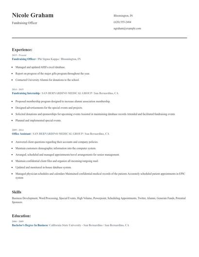 Fundraising Officer Resume