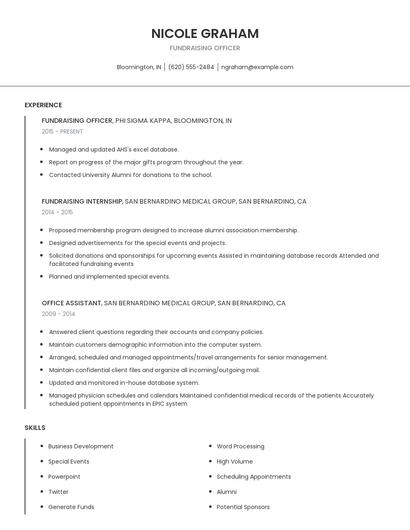 Fundraising Officer Resume