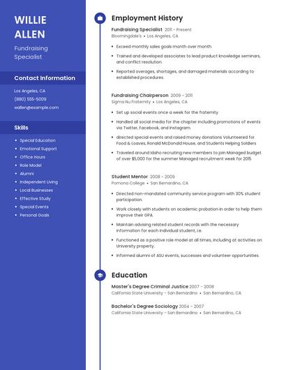 Fundraising Specialist Resume