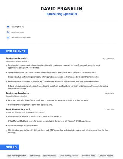 Fundraising Specialist Resume