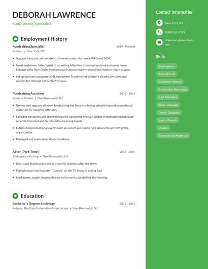 Fundraising Specialist Resume