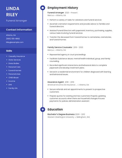 Funeral Arranger Resume
