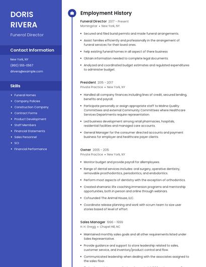 Funeral Director Resume