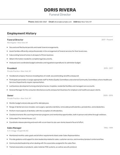 Funeral Director Resume