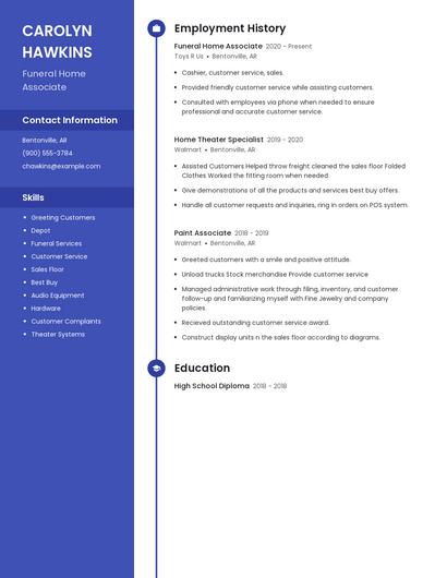 Funeral Home Associate Resume