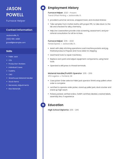 Furnace Helper Resume