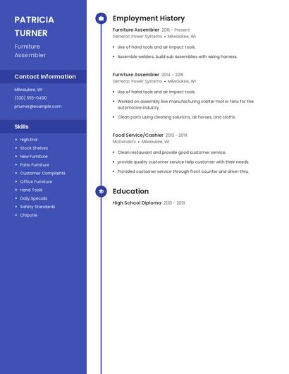 Furniture Assembler Resume