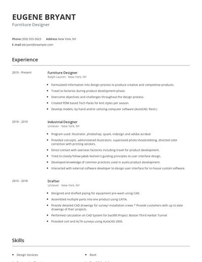 Furniture Designer Resume