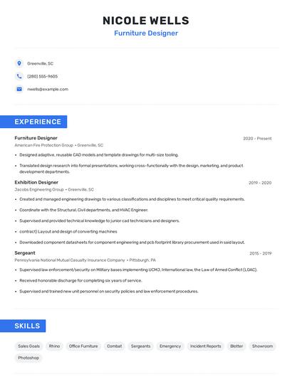 Furniture Designer Resume