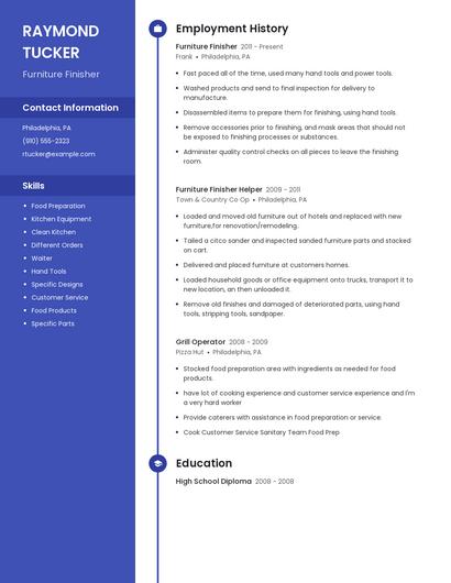 Furniture Finisher Resume