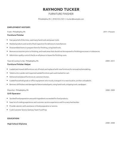 Furniture Finisher Resume