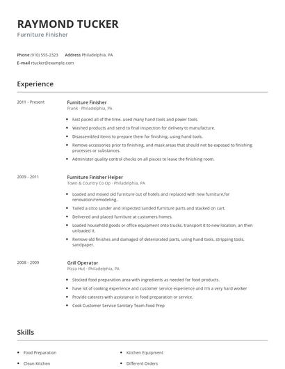 Furniture Finisher Resume