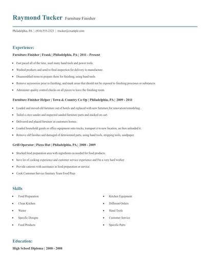 Furniture Finisher Resume