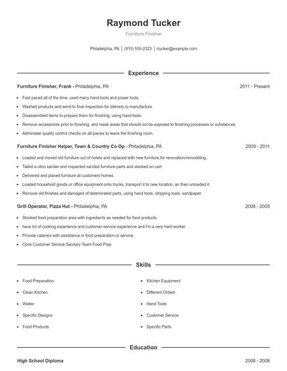Furniture Finisher Resume