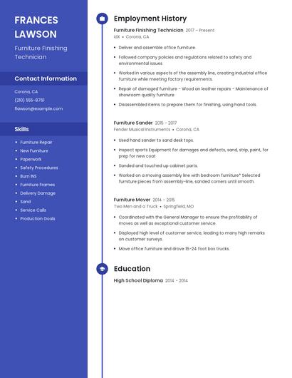 Furniture Finishing Technician Resume