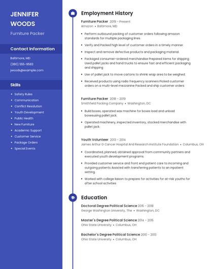 Furniture Packer Resume