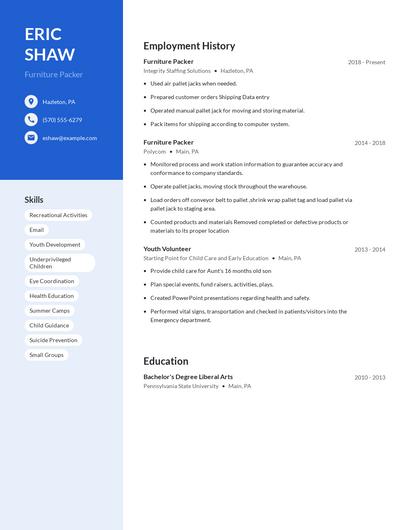 Furniture Packer Resume