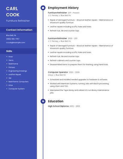 Furniture Refinisher Resume