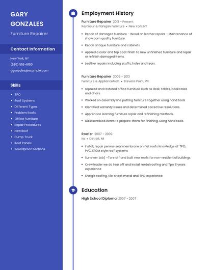 Furniture Repairer Resume